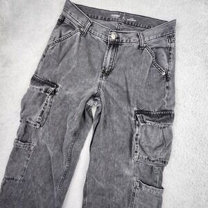 Old Navy Drapey Denim Baggy Wide Leg Cargo Pants Womens 10P Distressed Y2K